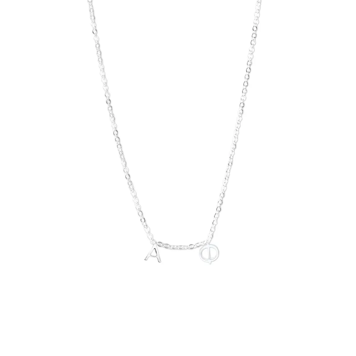 Alpha Phi Silver Greek Letters Necklace 1