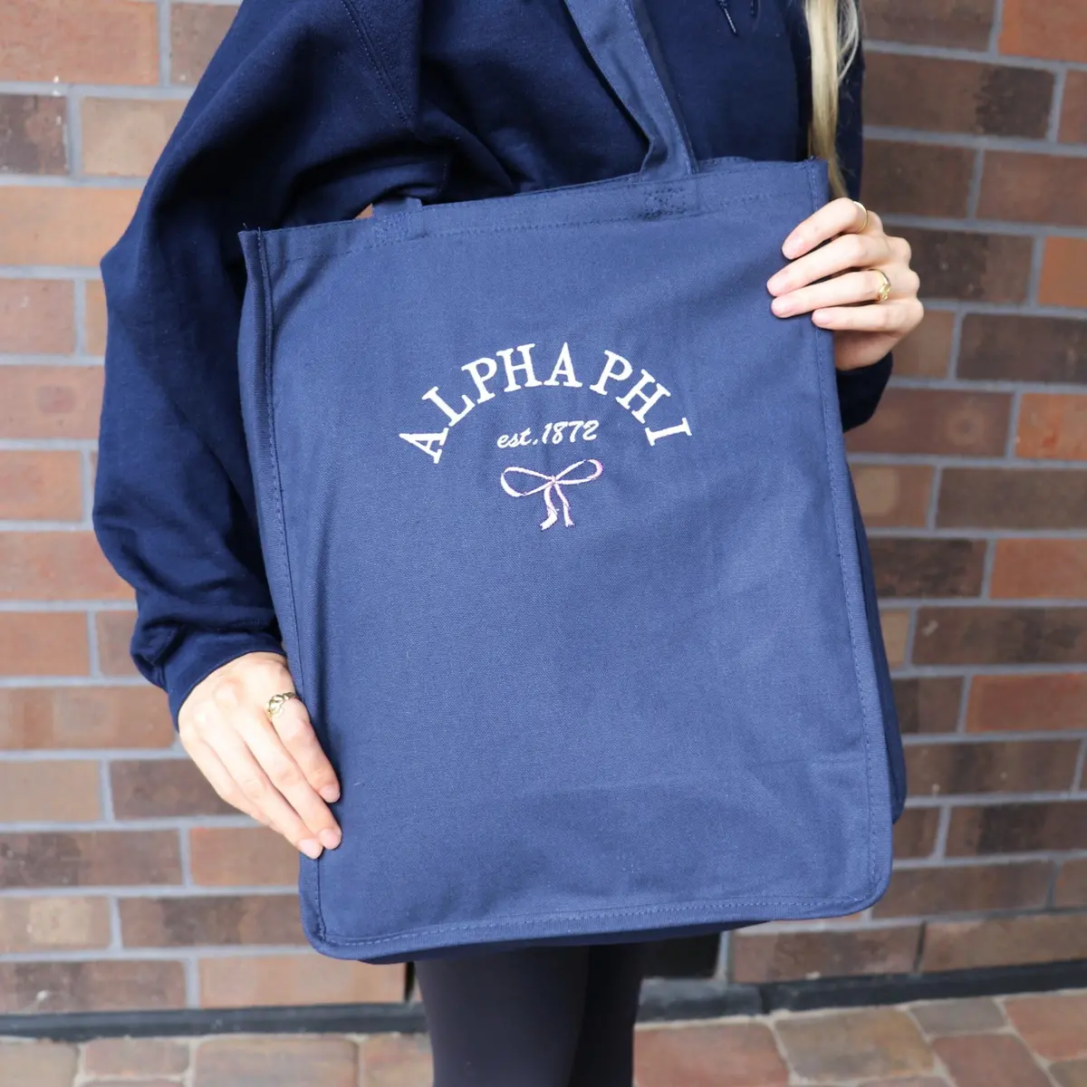 Alpha Phi Classic Tote With Bow 1