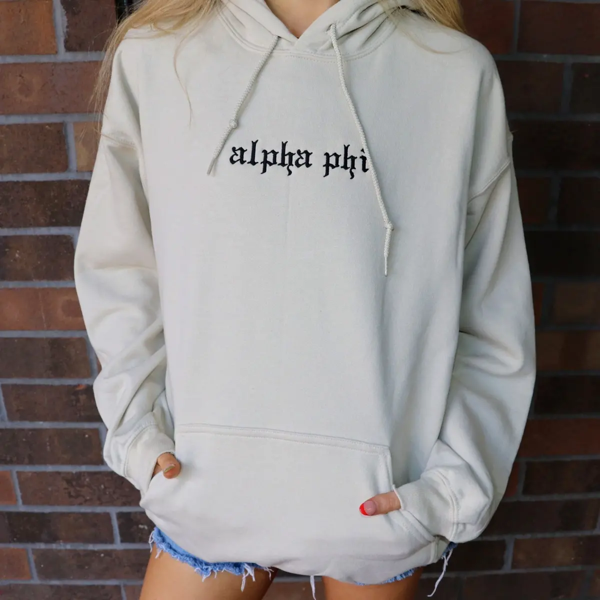 Alpha Phi Embroidered Hooded Sweatshirt 1