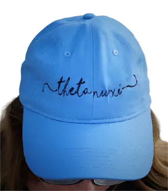 Theta Nu Xi Script Carolina Blue Hat 1