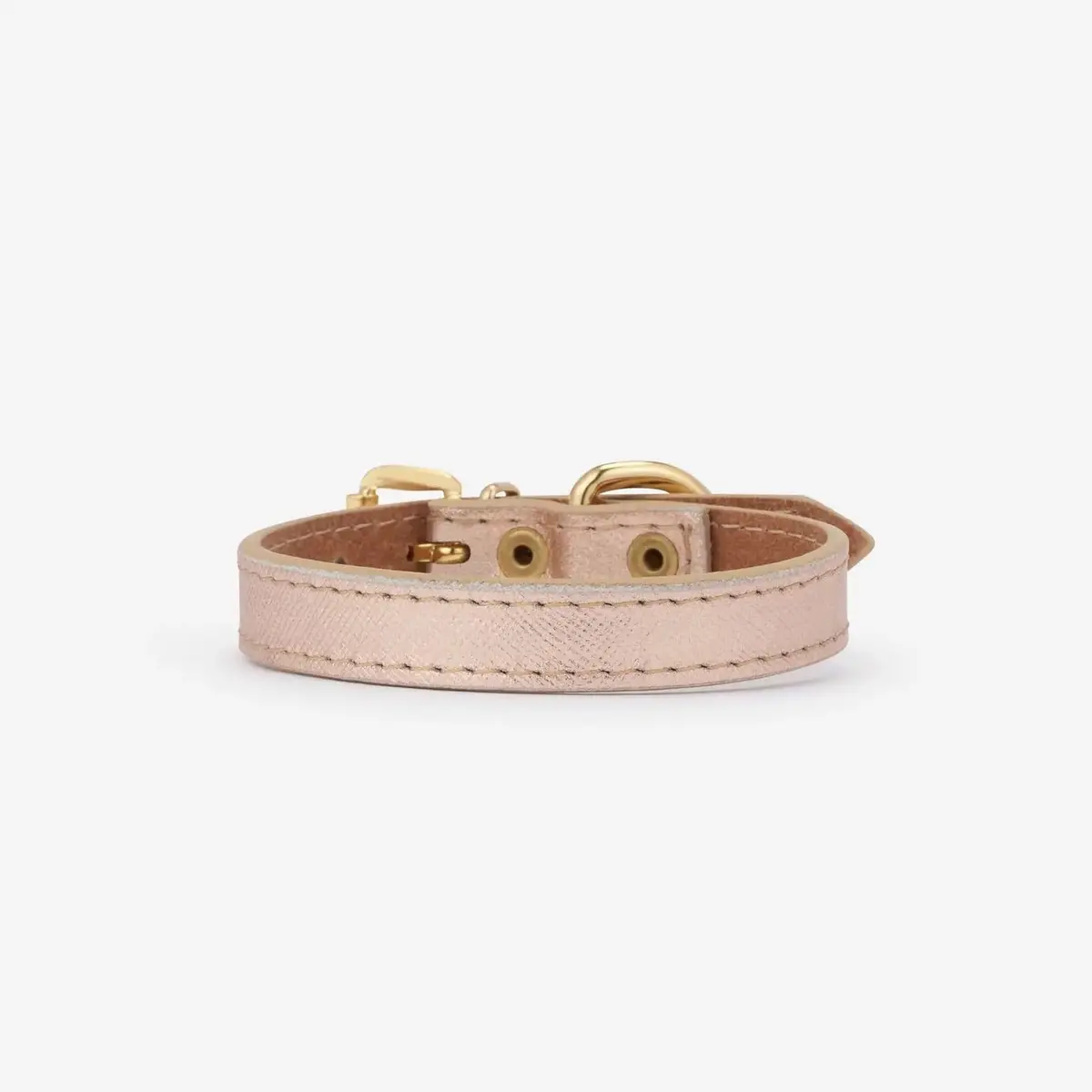 Small Dog Collar In Rose Gold Leather (Made In Italy) (Clearance) 1