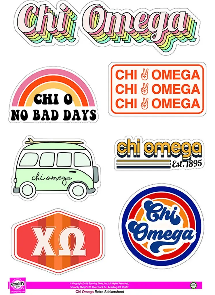 Chi Omega Retro Sticker Sheet 1