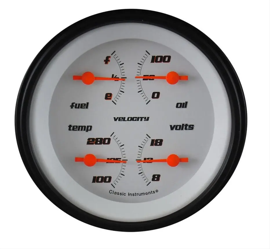 Classic Instruments Vs73Wblf Velocity Series Gauge Set – White Face, Black Bezel, 3-Piece 1