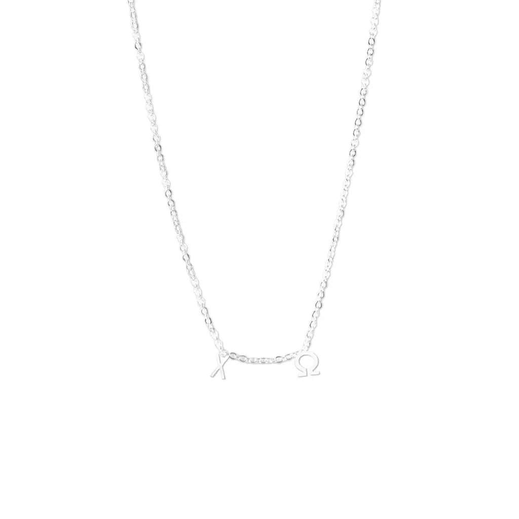 Chi Omega Silver Greek Letters Necklace 1