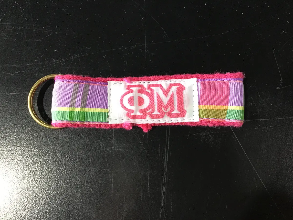 Phi Mu Plaid Keychain 1