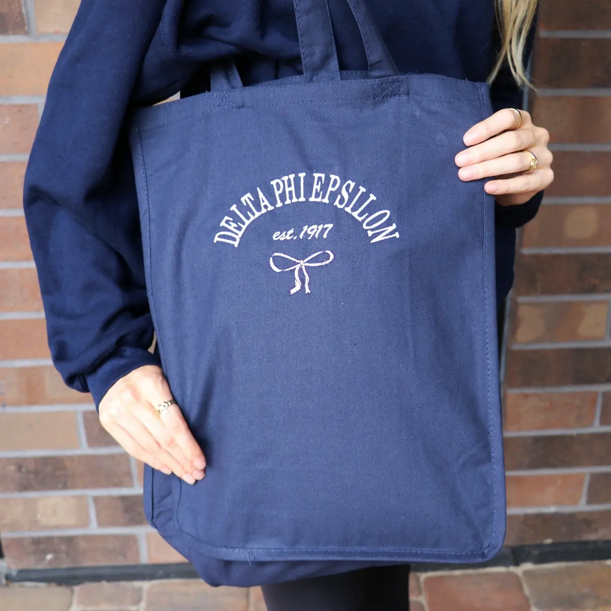 Delta Phi Epsilon Classic Tote With Bow 1