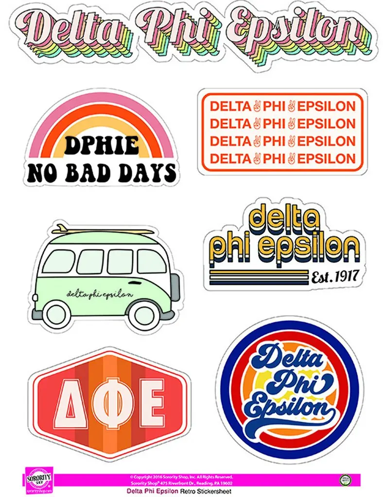 Delta Phi Epsilon Retro Sticker Sheet 1