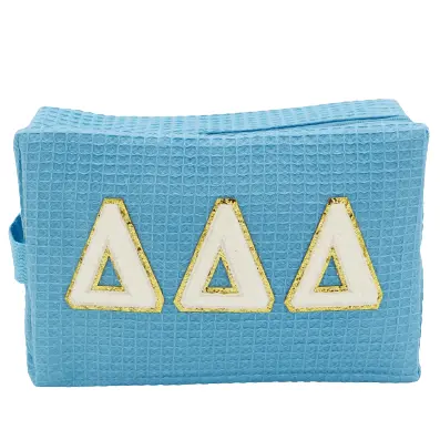 Delta Delta Delta Waffle Make-Up Bag With Chenille Letters 1
