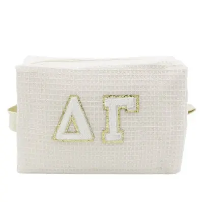 Delta Gamma Waffle Make-Up Bag With Chenille Letters 1