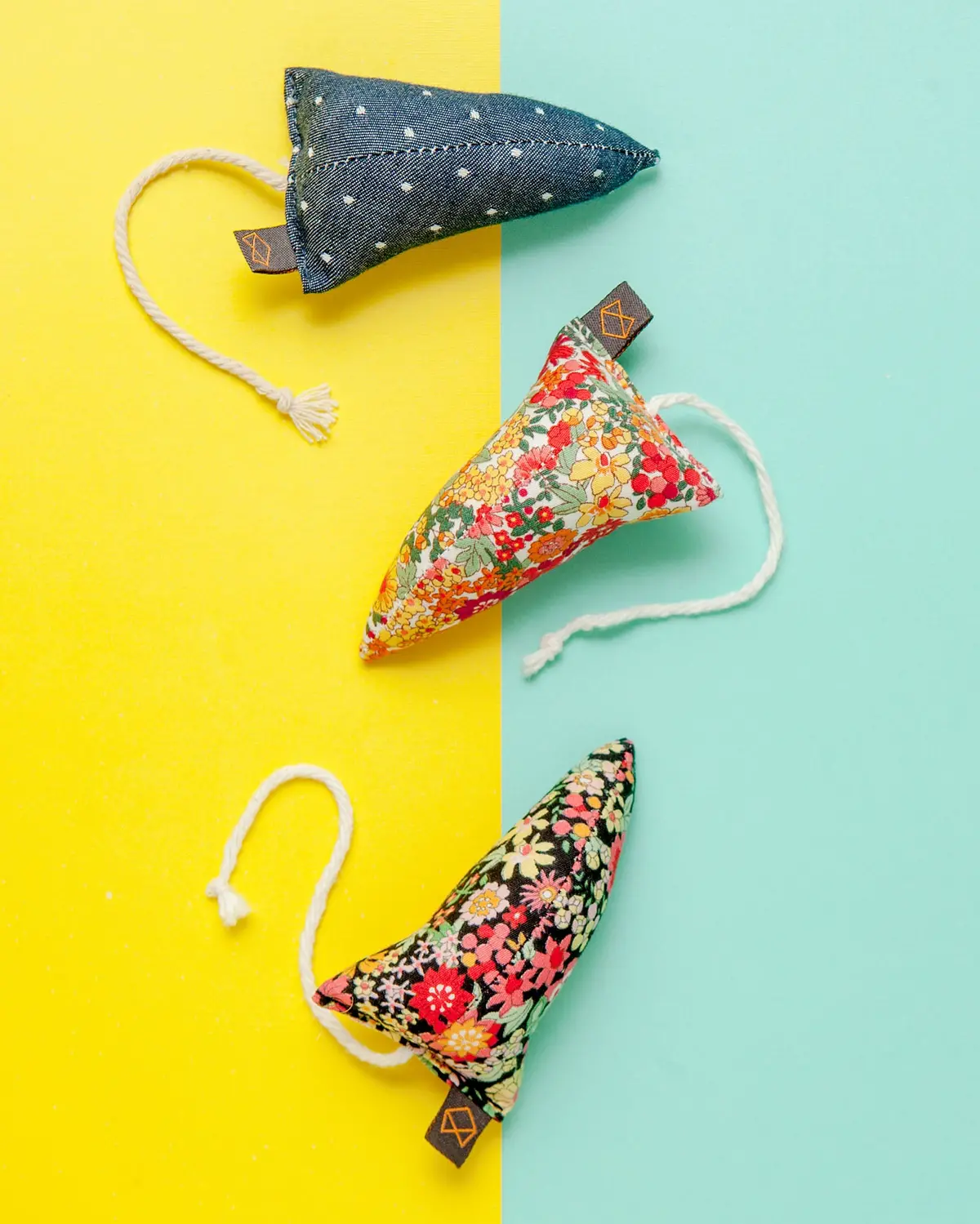 Three Modern Mice Cat Toys In Floral (Made In The Usa) (Final Sale) 1