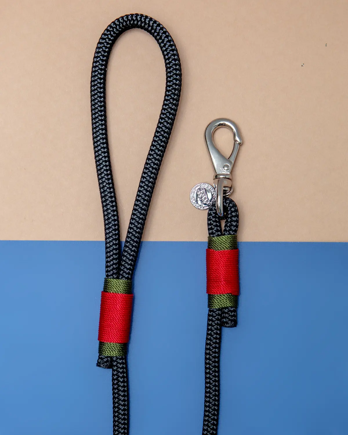Black Rope With Red And Olive Trim Dog Leash (Made In The Usa) 1