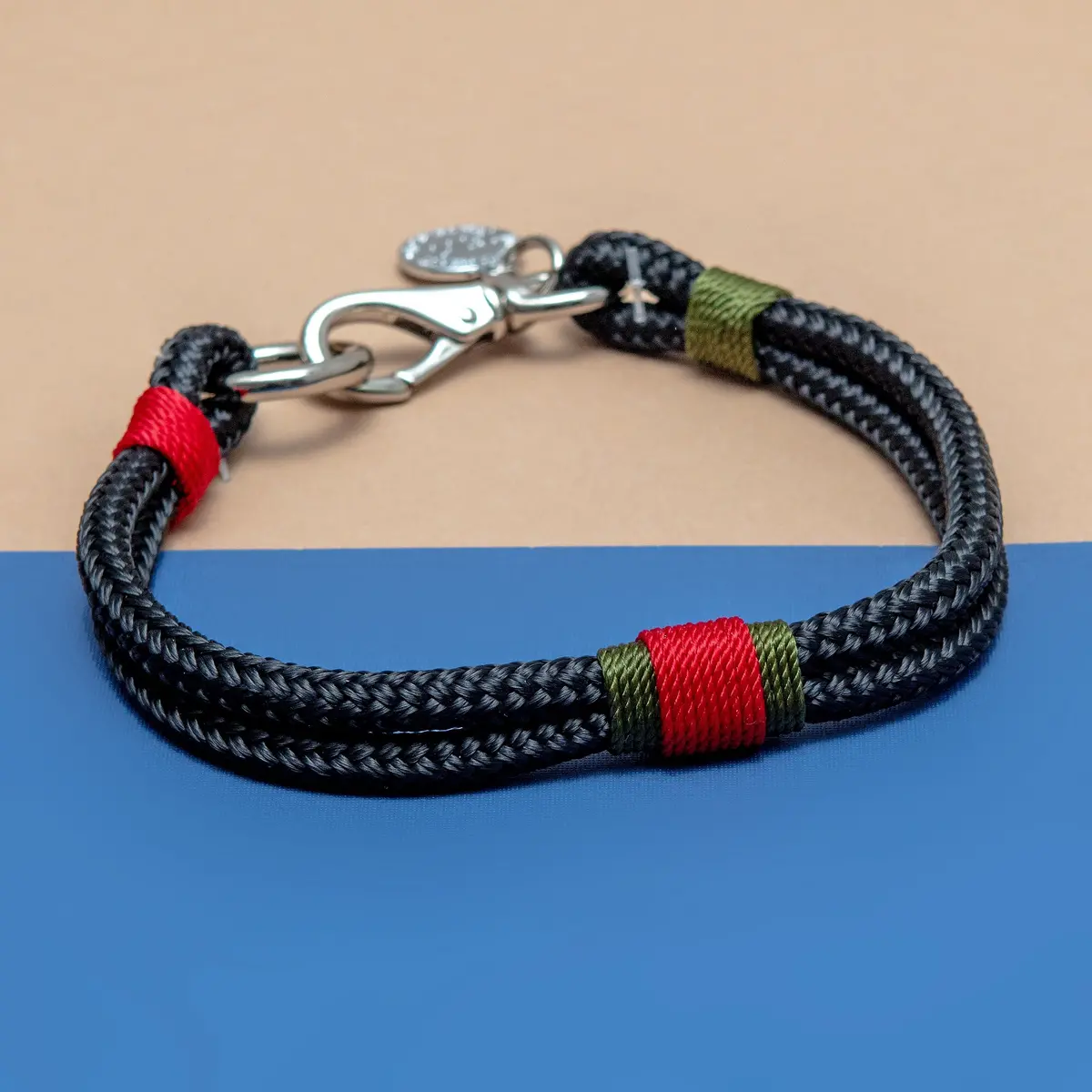 Black, Red & Olive Rope Dog Collar (Made In The Usa) (Final Sale) 1