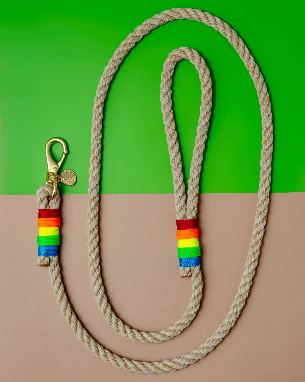 Natural Rope With Rainbow Trim Dog Leash (Made In The Usa) (Final Sale) 1
