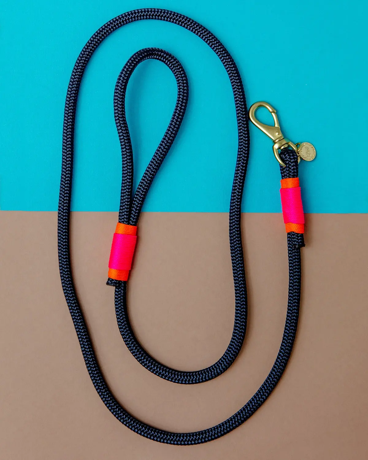 Navy Rope With Neon Pink And Orange Dog Leash (Made In The Usa) 1