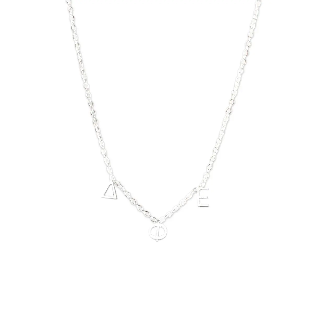 Delta Phi Epsilon Silver Greek Letters Necklace 1