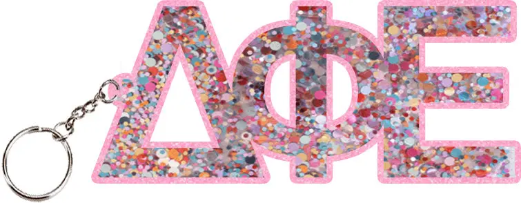 Delta Phi Epsilon Confetti Keychain 1