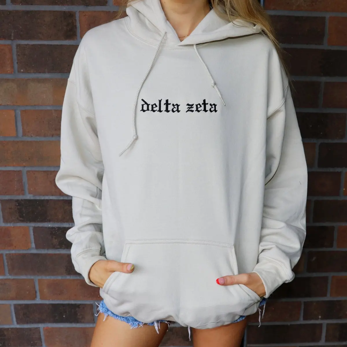 Delta Zeta Embroidered Hooded Sweatshirt 1