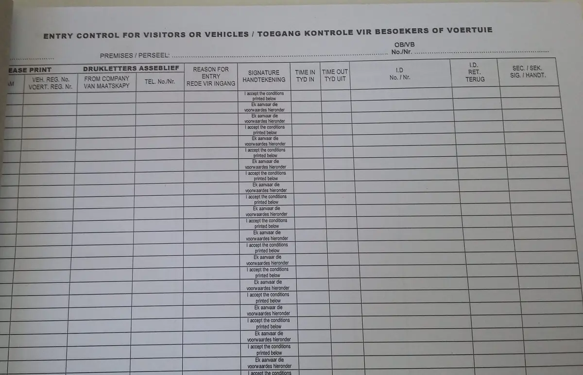 Entry Control Book For Vehicles Or Visitors - 200 Pages 1