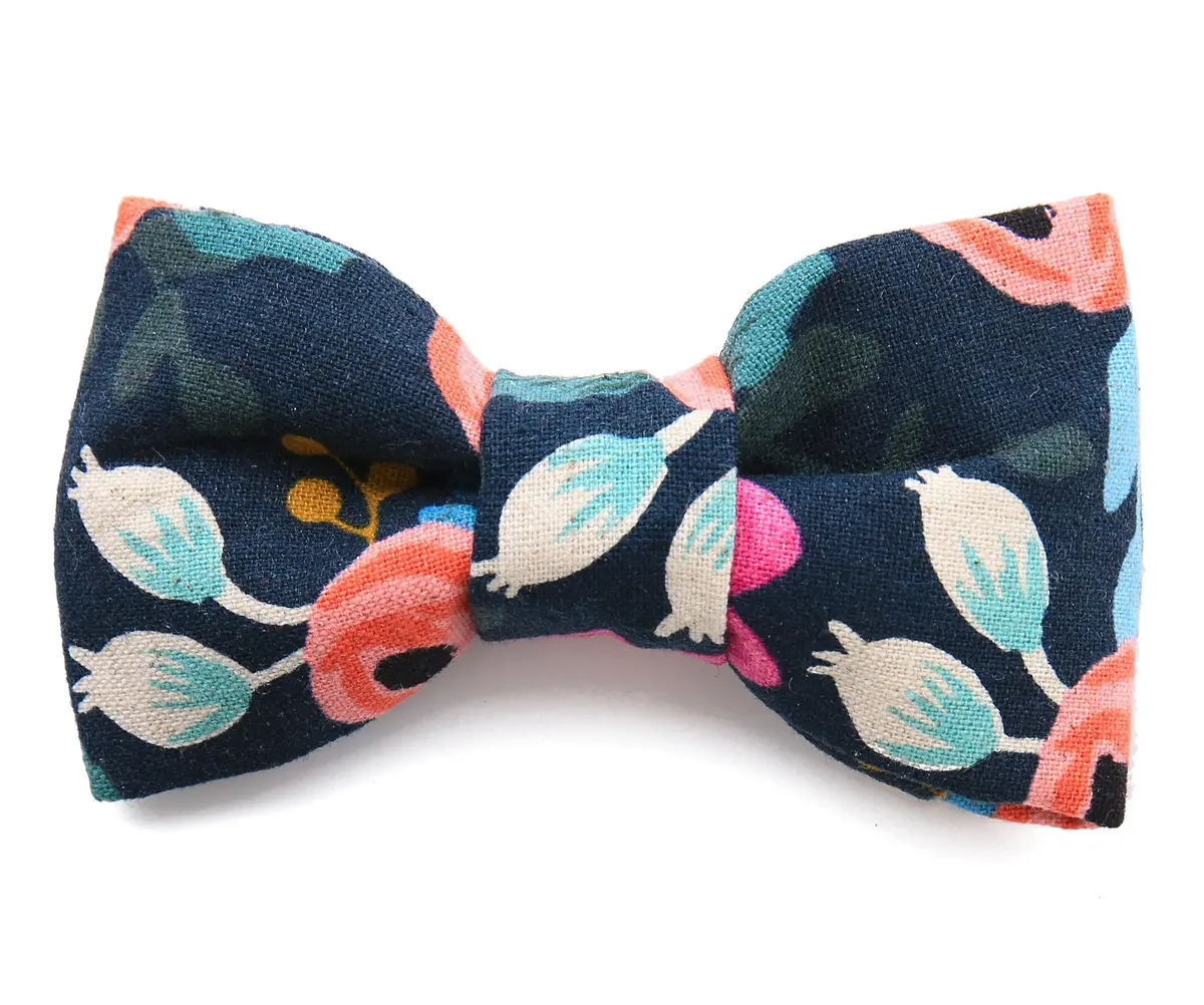 The Foggy Dog | Rosa Floral Navy Bow Tie 1