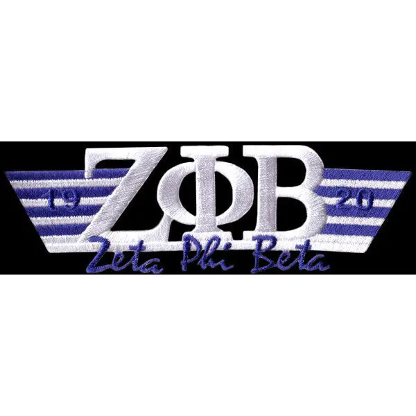 Zeta Phi Beta Wing Style Embroidery White Patch 1