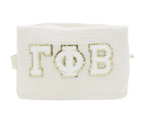 Gamma Phi Beta Waffle Make-Up Bag With Chenille Letters 1