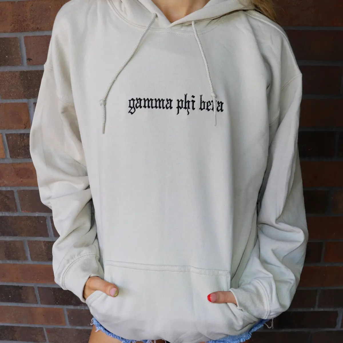 Gamma Phi Beta Embroidered Hooded Sweatshirt 1