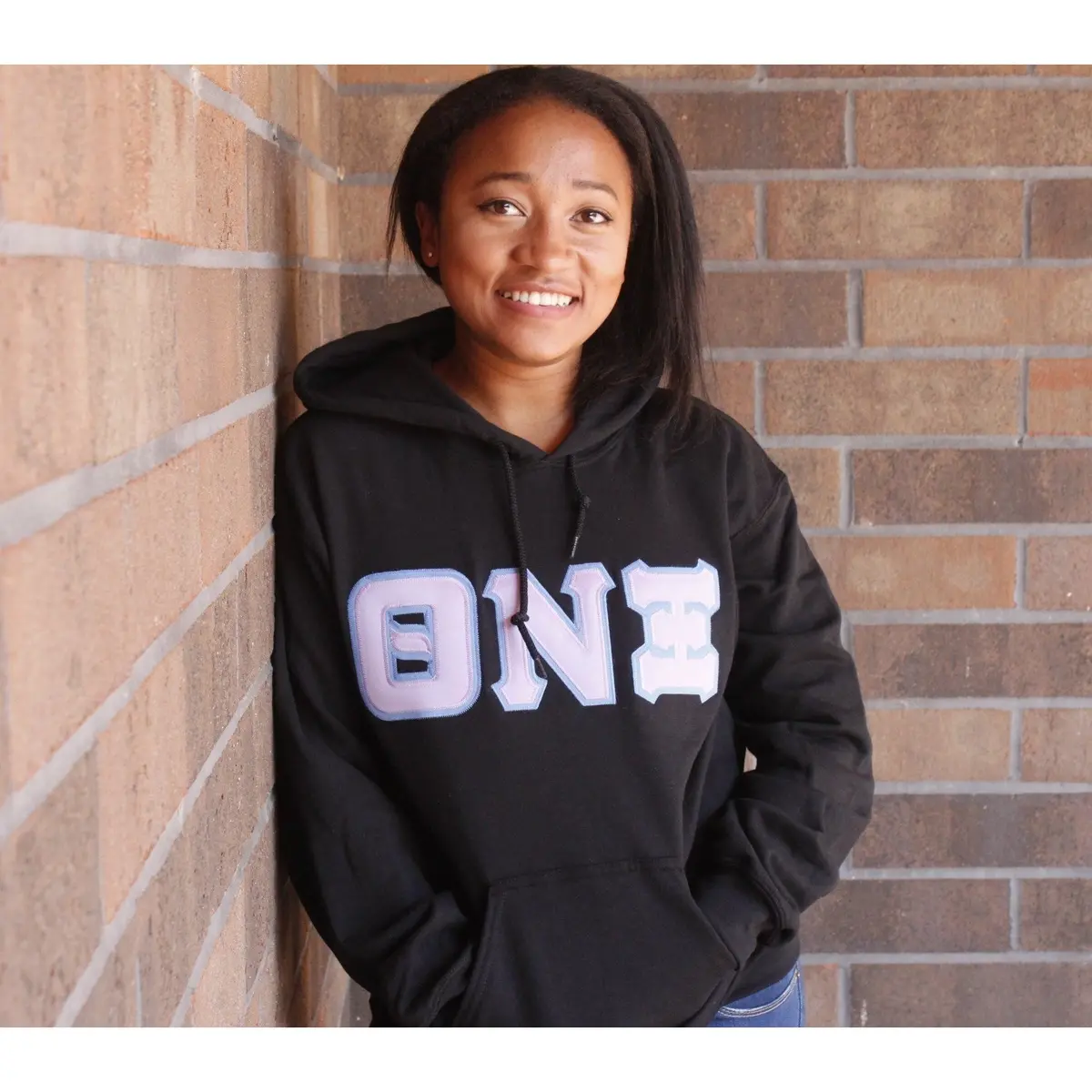 Theta Nu Xi Black Greek Hoodie 1