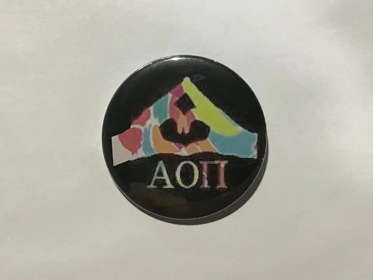 Alpha Omicron Pi Handsign 2.25" Printed Button 1