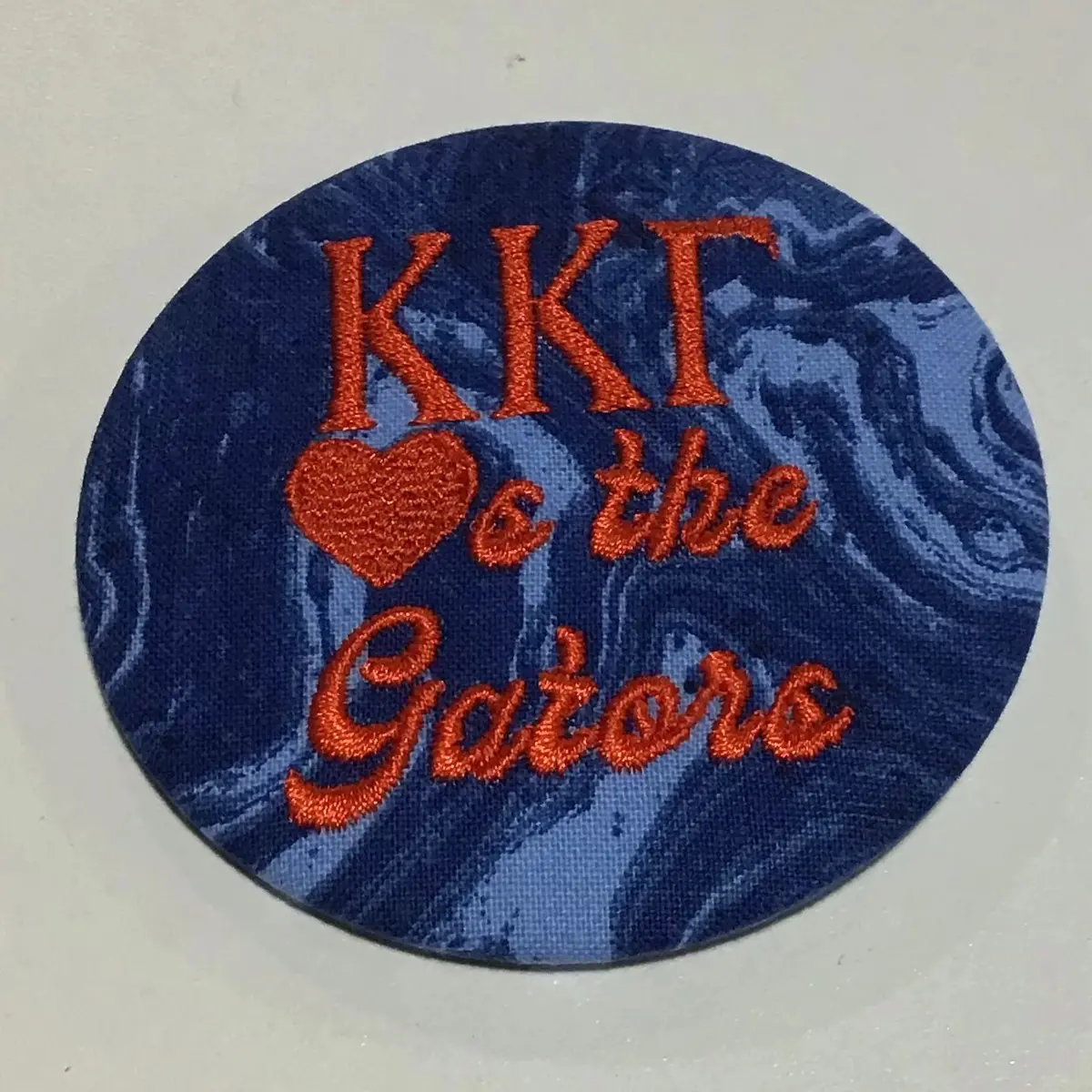 Kappa Kappa Gamma "Hearts The Gators" Retro Game Day Embroidered Button 1