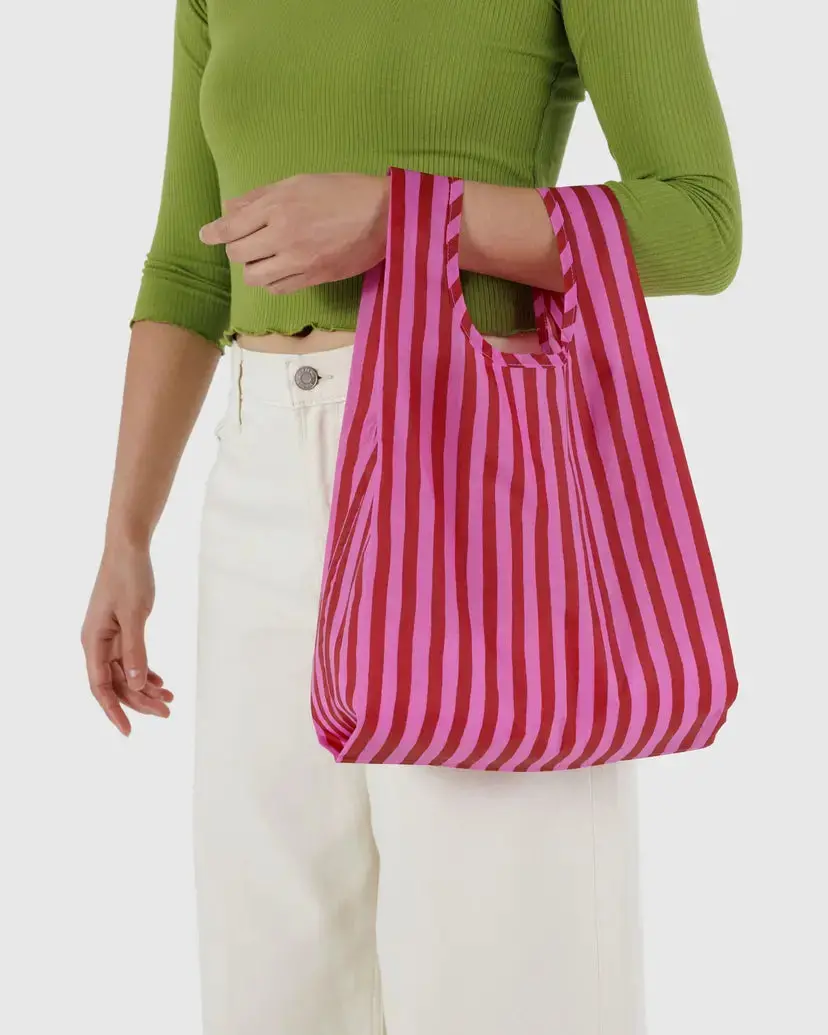 Pink & Red Painted Stripe Baby Baggu Reusable Bag 1