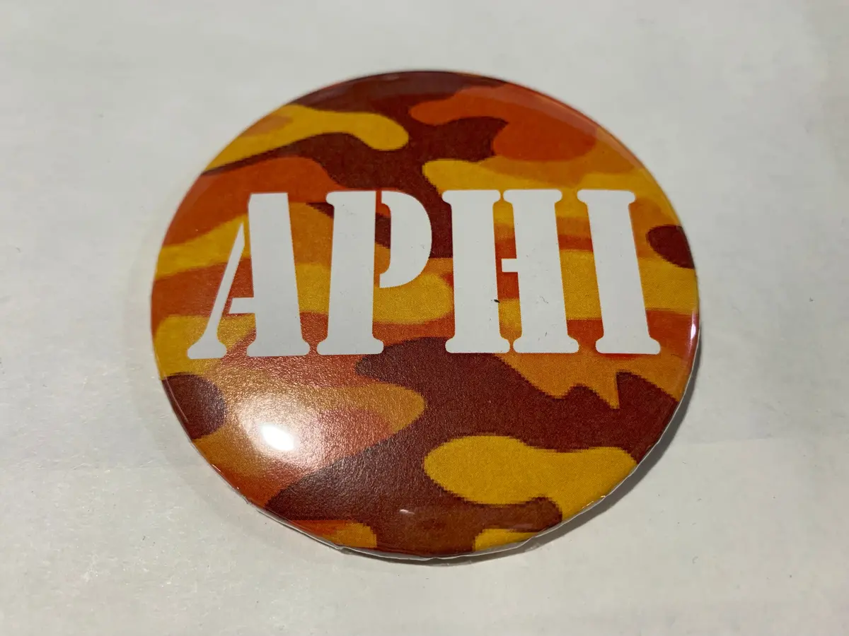Alpha Phi Orange Camo Printed Button 1