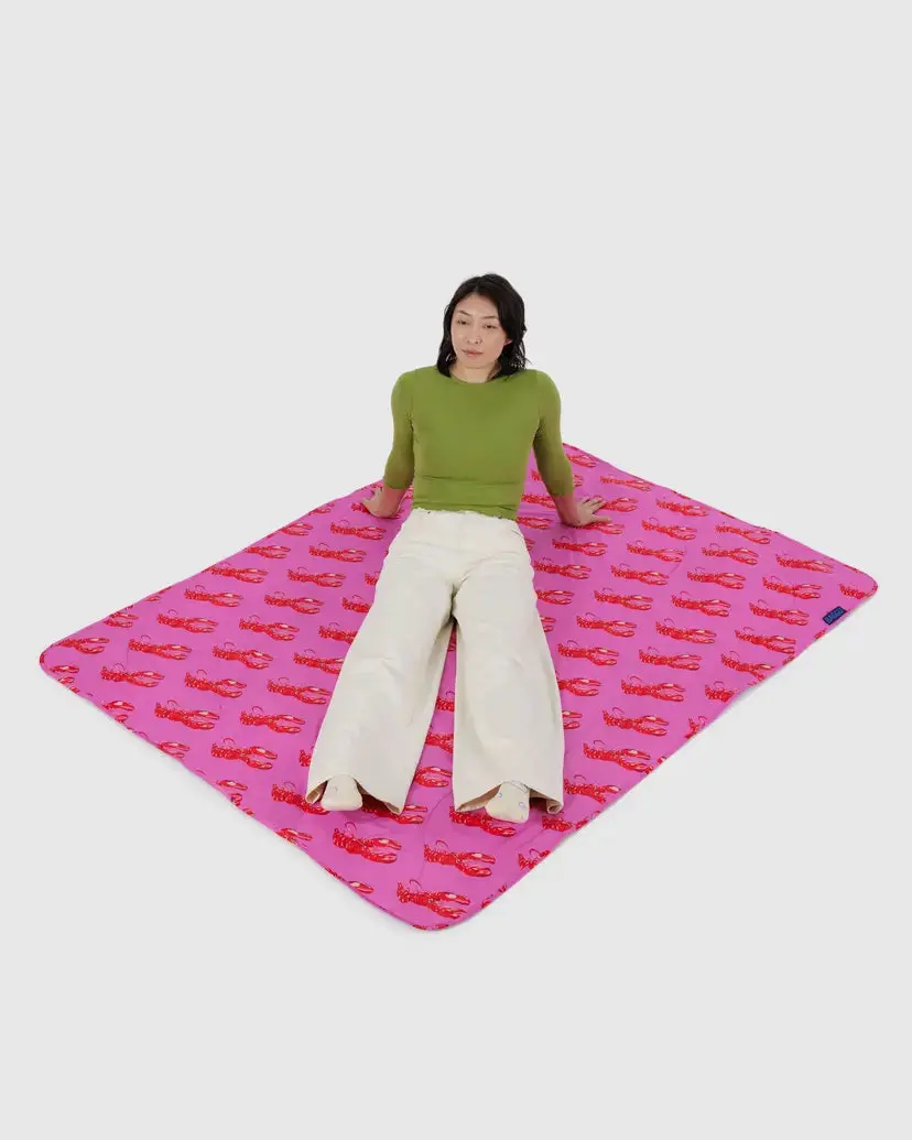 Pink Lobster Puffy Picnic Blanket (Final Sale) 1