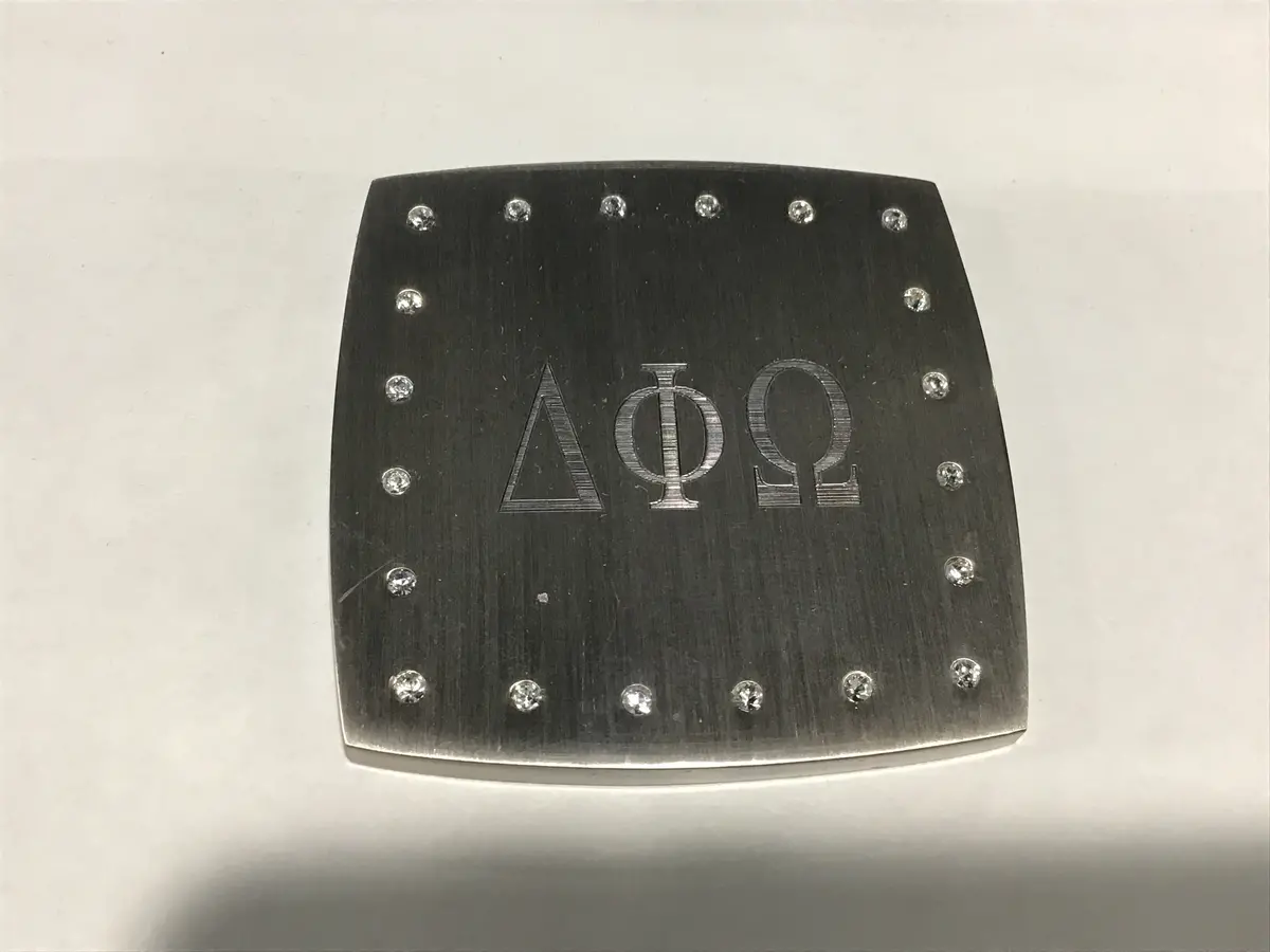 Delta Phi Omega Jeweled Mirror With Pouch 1