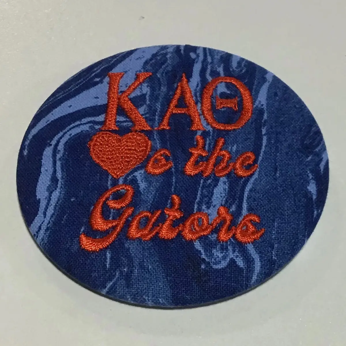 Kappa Alpha Theta "Hearts The Gators" Retro Game Day Embroidered Button 1