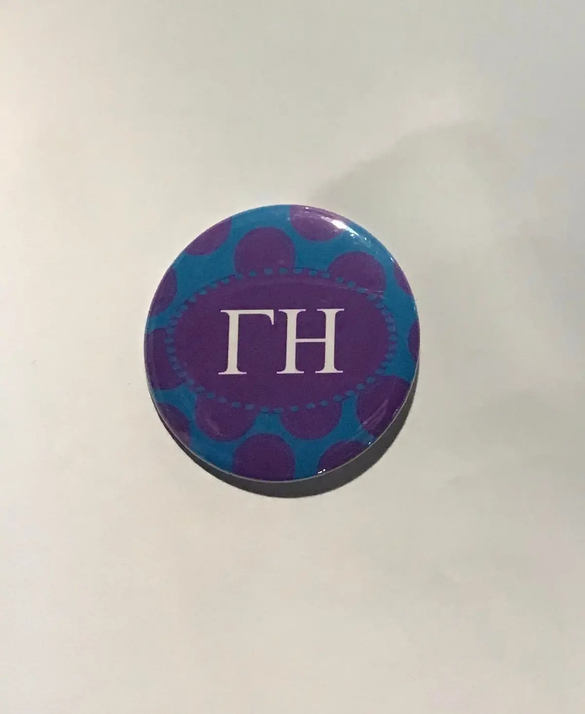 Gamma Eta Printed Purple Dots Button 1