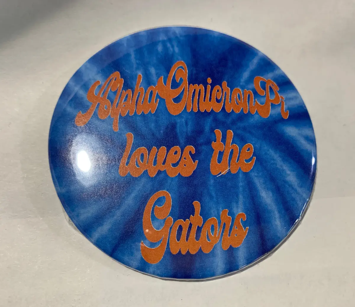 Alpha Omicron Pi Tie Dye Printed Button 1