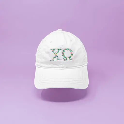 Chi Omega Floral Embroidered Hat 1