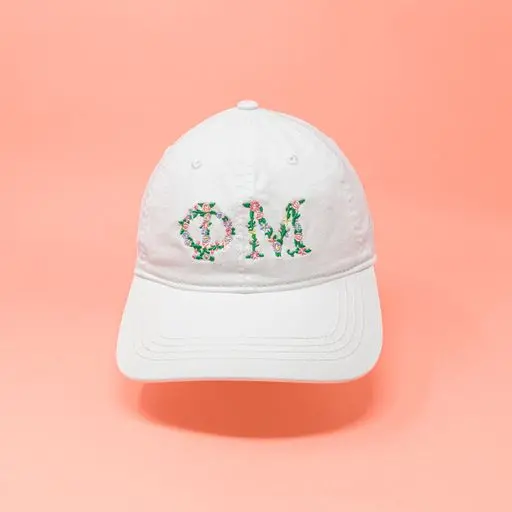 Phi Mu Floral Embroidered Hat 1