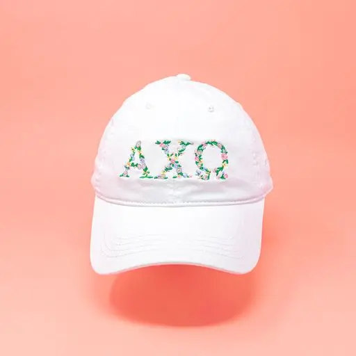 Alpha Chi Omega Floral Embroidered Hat 1