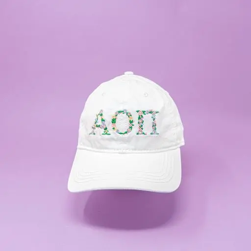 Alpha Omicron Pi Floral Embroidered Hat 1
