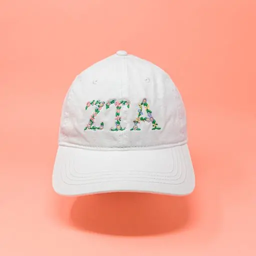 Zeta Tau Alpha Floral Embroidered Hat 1