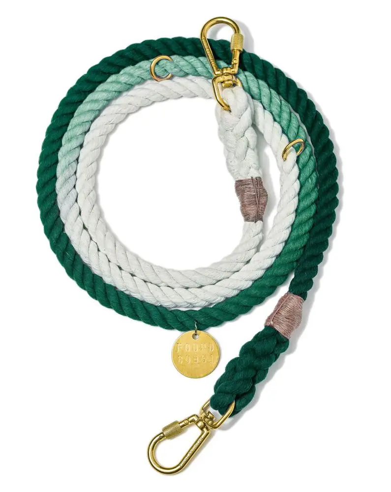 Adjustable Rope Lead In Teal Ombre (Made In The Usa) 1