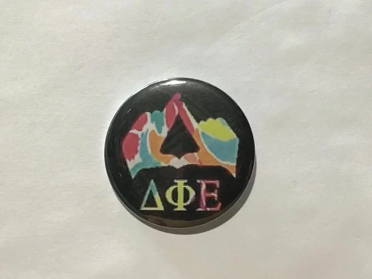 Delta Phi Epsilon Handsign 2.25" Printed Button 1