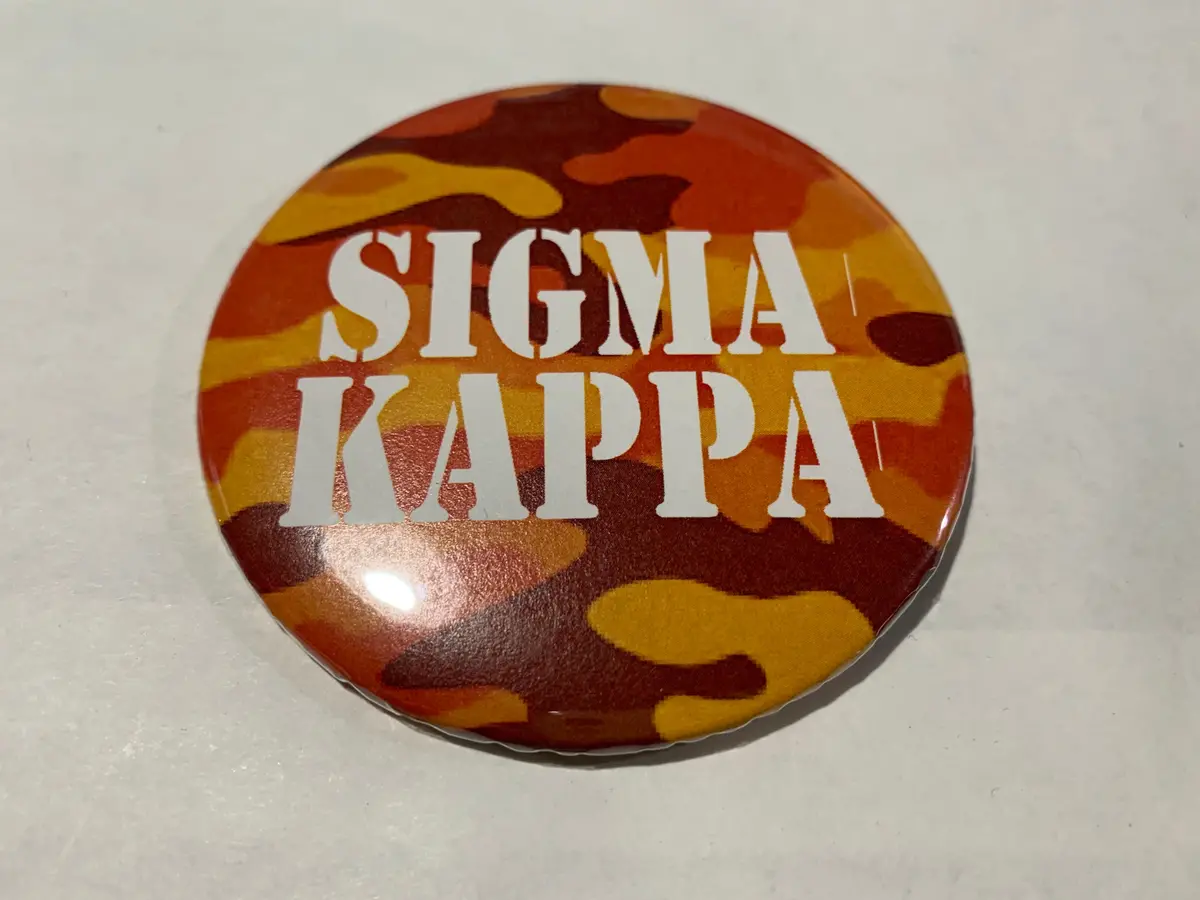 Sigma Kappa Orange Camo Printed Button 1