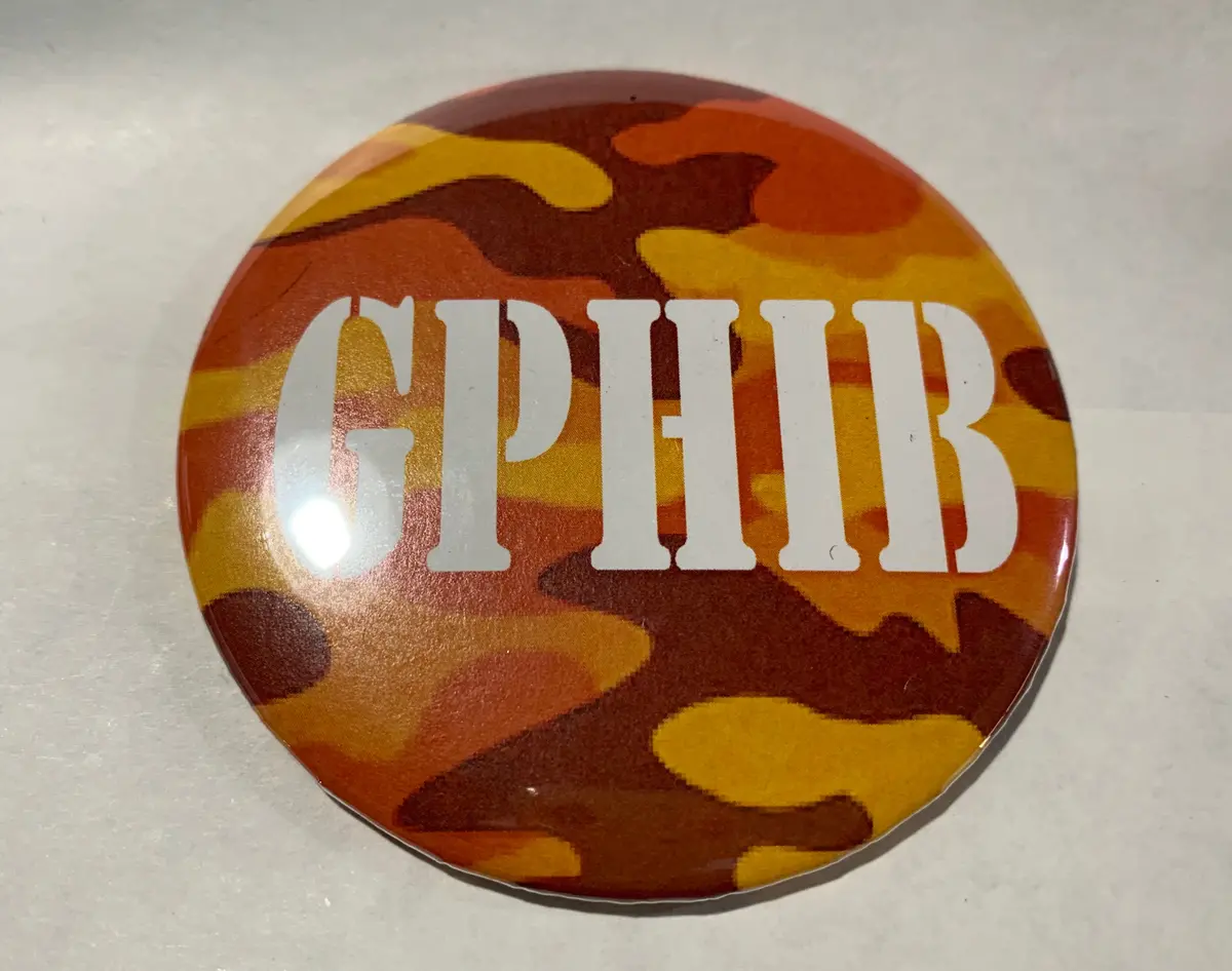 Gamma Phi Beta Orange Camo Printed Button 1