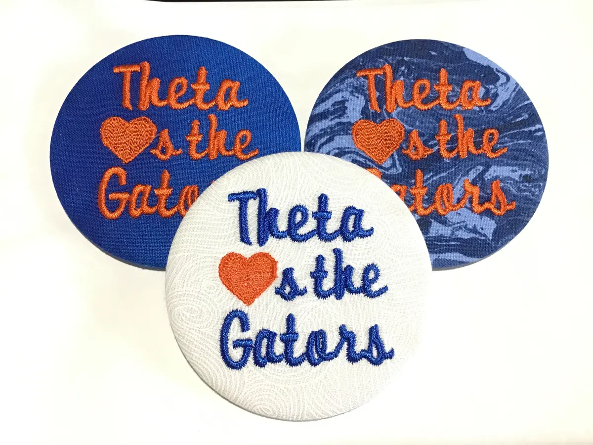 Kappa Alpha Theta "Hearts The Gators" Game Day Embroidered Button 1