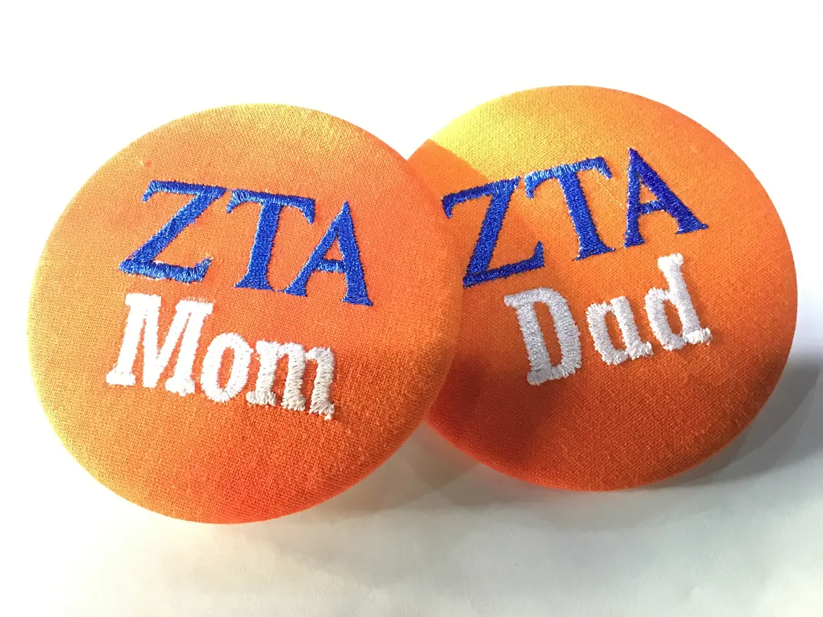 Zeta Tau Alpha Mom/Dad Embroidered Tribute Button