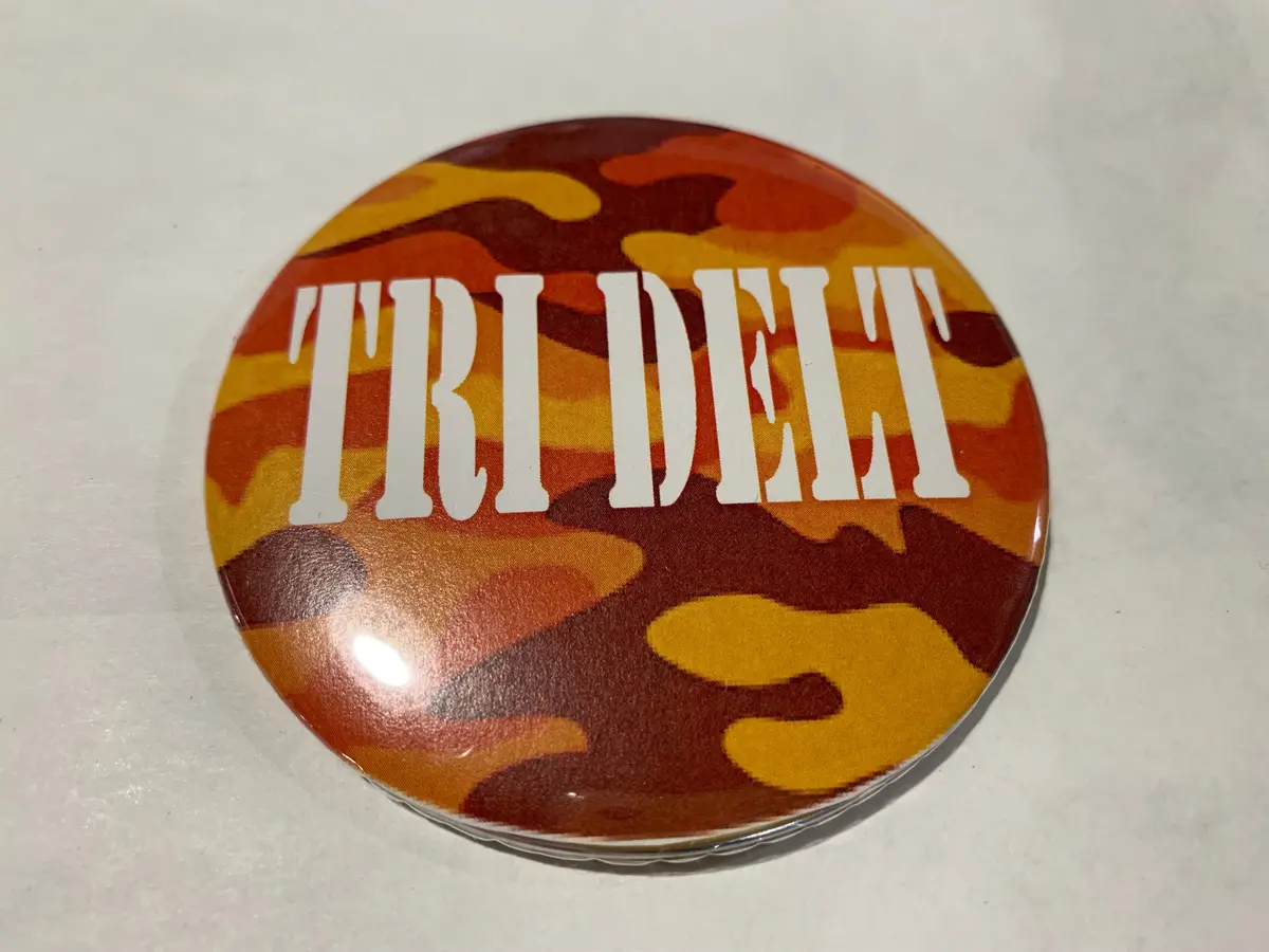 Delta Delta Delta Orange Camo Printed Button 1