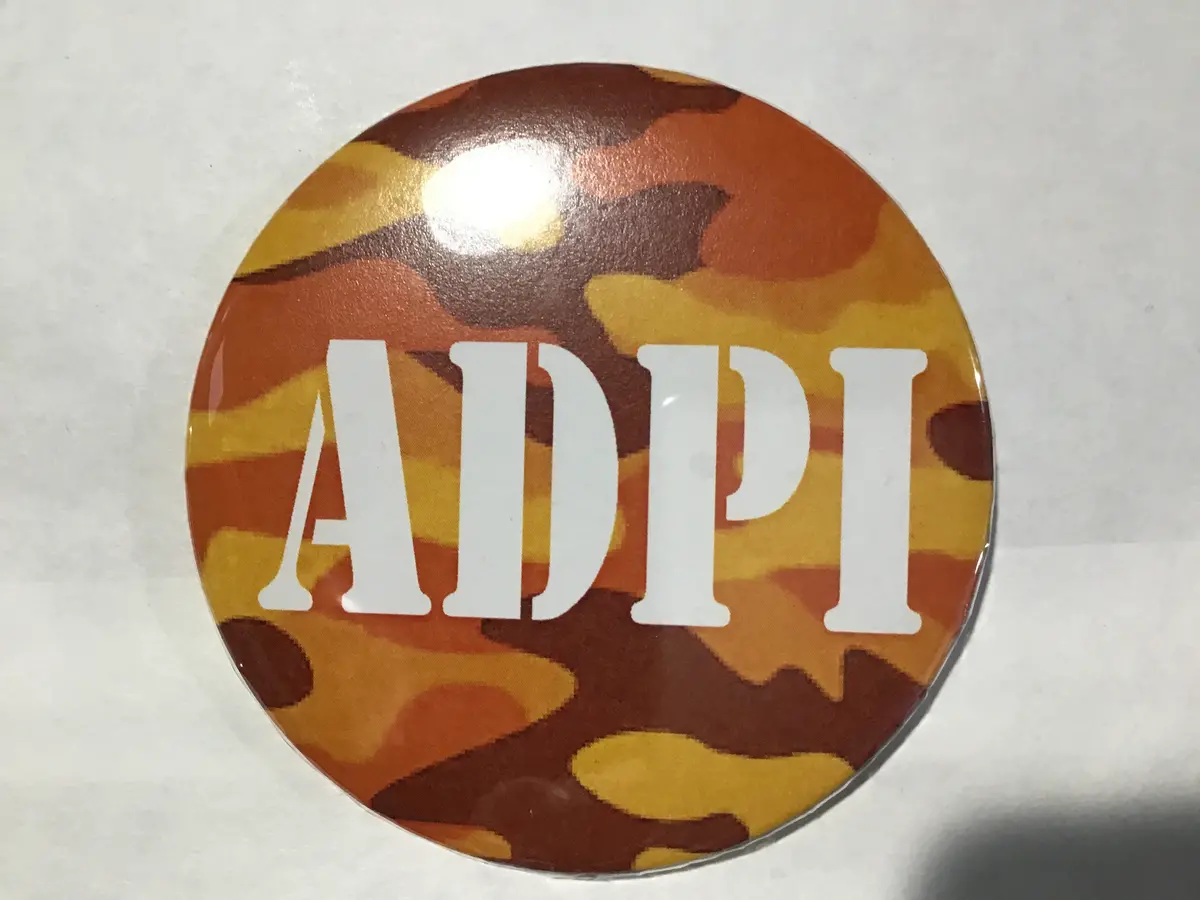 Alpha Delta Pi Orange Camo Printed Button 1