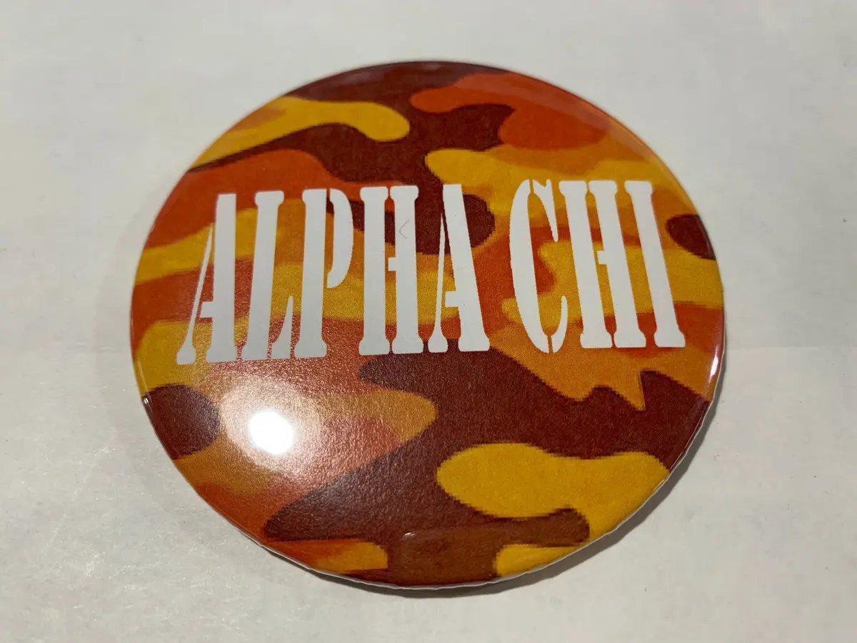Alpha Chi Omega Orange Camo Printed Button 1